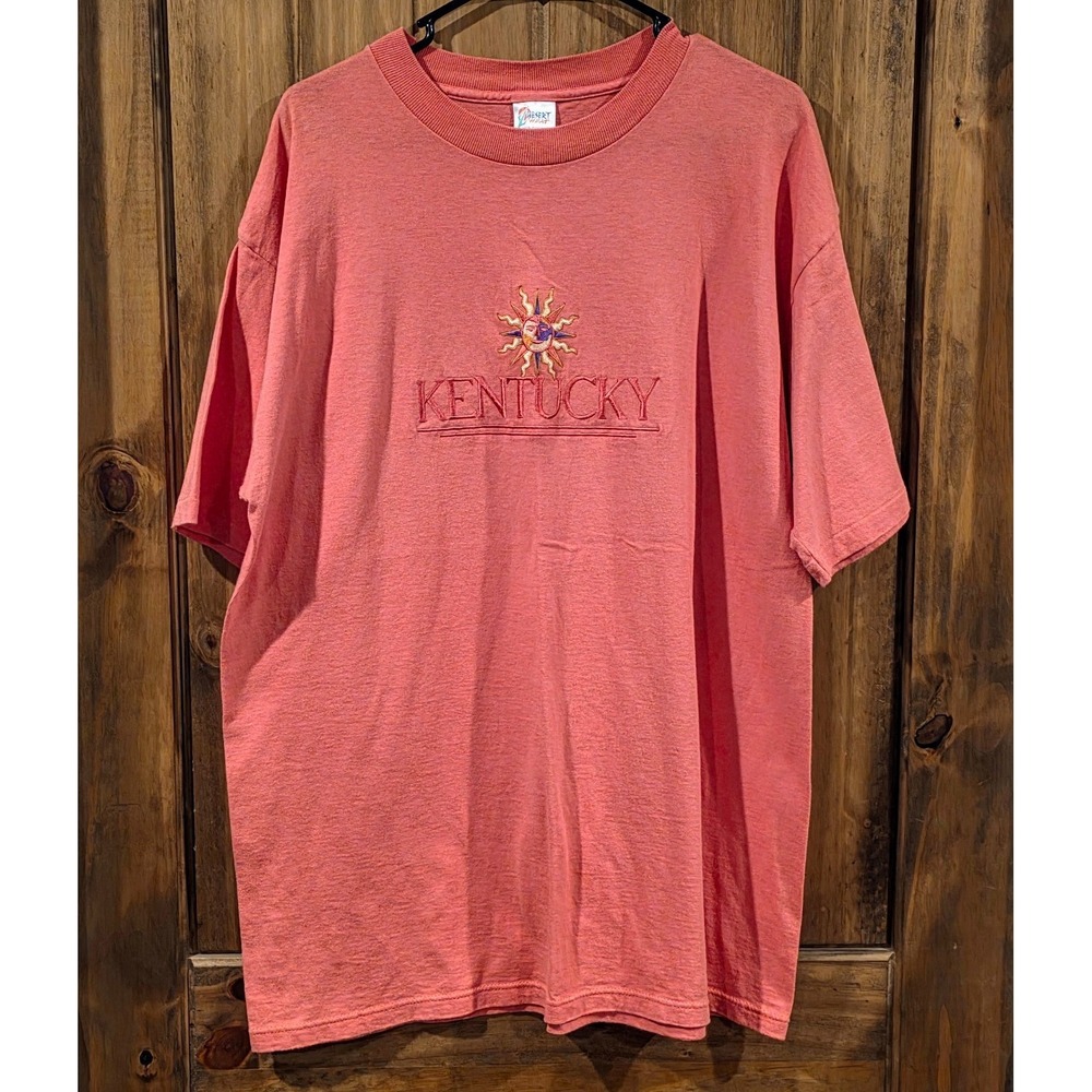 Vintage Desert Heat Womens Size‎ XL Pink Floral Embroidered Kentucky T-Shirt